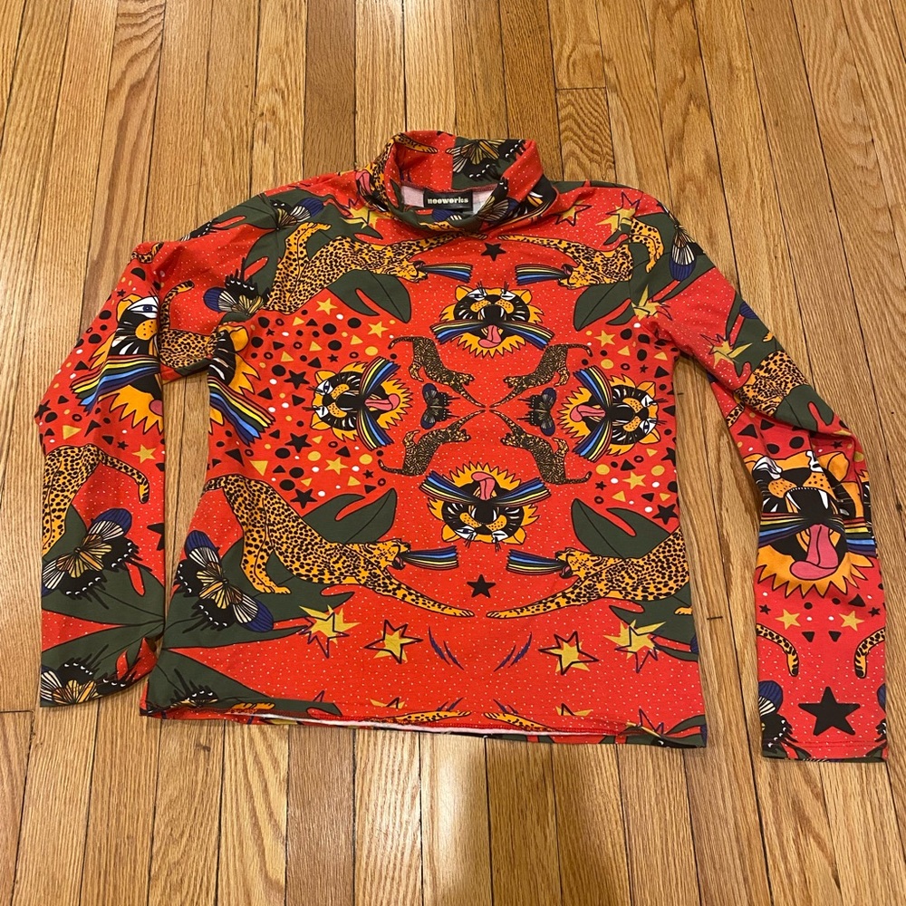 Nooworks Animal Print Turtleneck Top